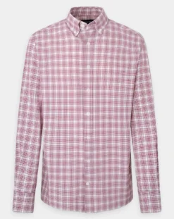 Chemise Slim Fit Oxford à carreaux rouge-Hackett London