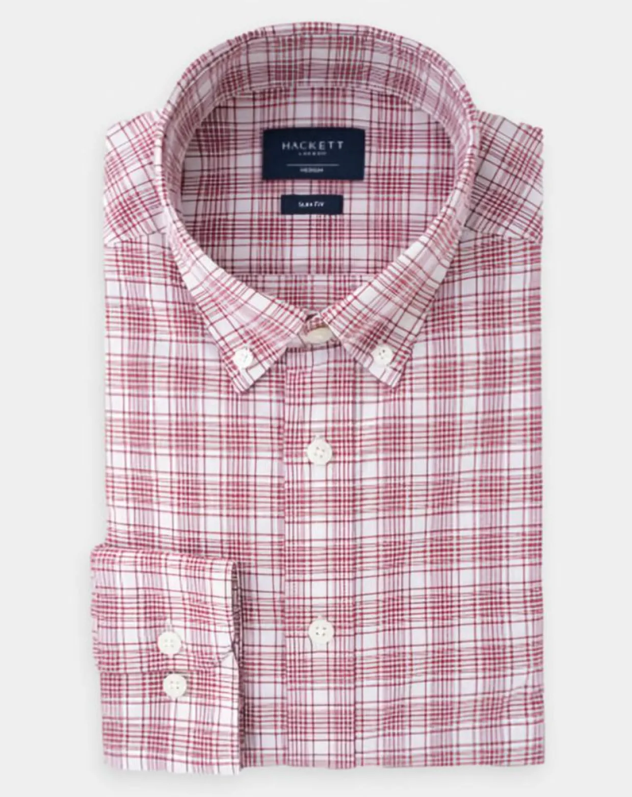 Chemise Slim Fit Oxford à carreaux rouge-Hackett London