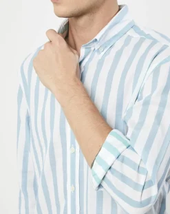 Homme Hackett London Chemises^Chemise Slim Fit Patch à rayures bleu moyen