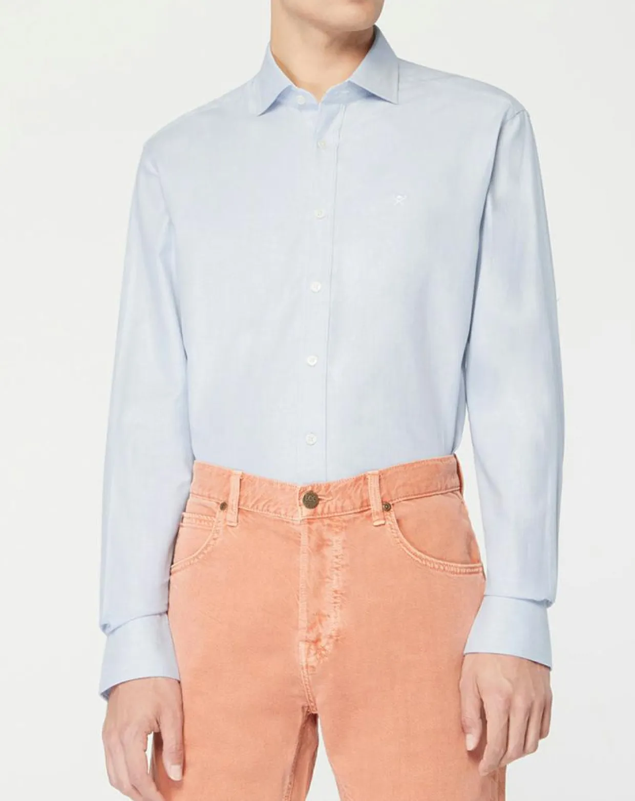 Chemise Slim Fit Texturée bleu clair-Hackett London Clearance