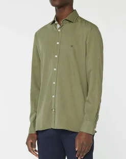 Chemise Slim fit Trim Twil Sport kaki-Hackett London Discount
