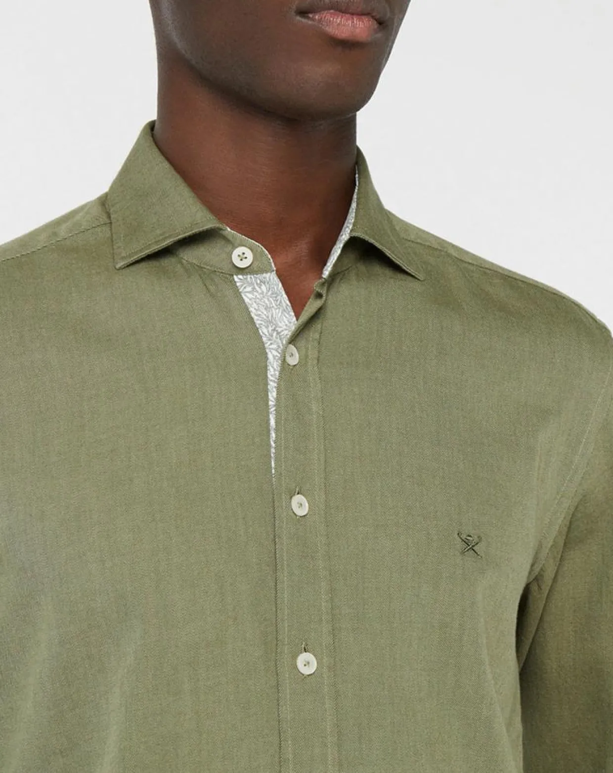 Chemise Slim fit Trim Twil Sport kaki-Hackett London Discount