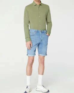Chemise Slim Fit Unie Piquée kaki-Hackett London New