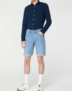 Chemise Slim Fit Unie Piquée bleu marine-Hackett London Outlet