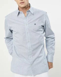 Chemise Slim Fit Vague imprimée bleue-Hackett London Discount
