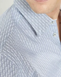 Chemise Slim Fit Vague imprimée bleue-Hackett London Discount