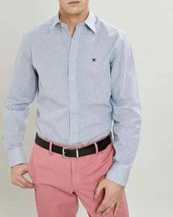 Chemise Slim Fit Vague imprimée bleue-Hackett London Discount