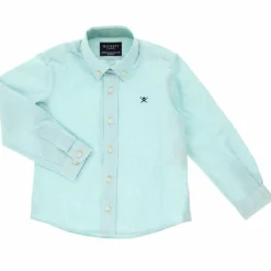 Enfant Hackett London Garçon^Chemise Summer en Coton à motifs vert aqua - T.3/7A