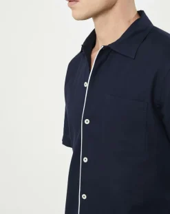Chemise texturée Slim Fit rib gorg bleu marine-Hackett London Sale