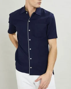 Chemise texturée Slim Fit rib gorg bleu marine-Hackett London Sale
