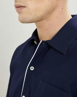Chemise texturée Slim Fit rib gorg bleu marine-Hackett London Sale