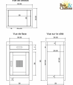 Chevet strié bois - Charnière gauche Marron - 40x30x60 cm-Bois & Chiffons Best
