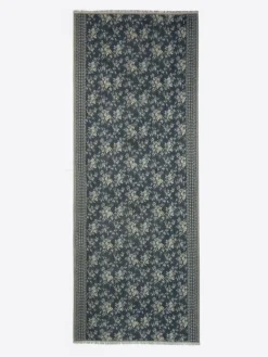 Coffret écharpe fleurie en viscose bleu cobalt - 185x70 cm-Devred Online