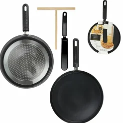 Coffret crépière induction avec ustensiles noir/blanc - 44.5x28.5 cm-Lily Cook Best