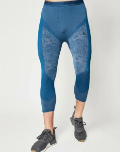 Homme Odlo Pantalons^Collant technique 3/4 Blackcomb Evolution Warm bleu opale/noir