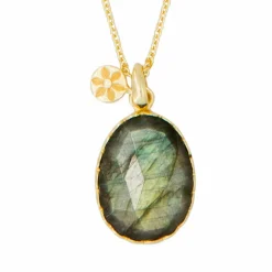 Femme Moonstone Colliers^Collier Alba Labradorite en laiton doré