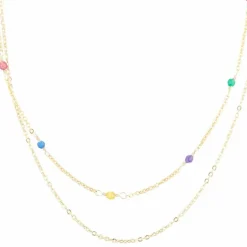 Collier Anna Agates multicolores en laiton doré-Moonstone Outlet