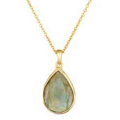 Collier Matéa Labradorite en laiton doré-Moonstone New