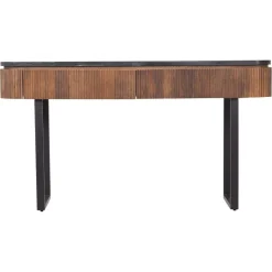Bois & Chiffons Tables^Console bois plateau marbre manguier kfir naturel ciré - 140x40x76 cm