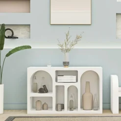 Wooden Art Meubles De Rangement^Console Liva blanche - 120x74x37 cm