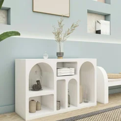 Wooden Art Meubles De Rangement^Console Liva blanche - 120x74x37 cm