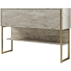 Wooden Art Tables^Console Luxe travertin/doré - 120x80x30 cm