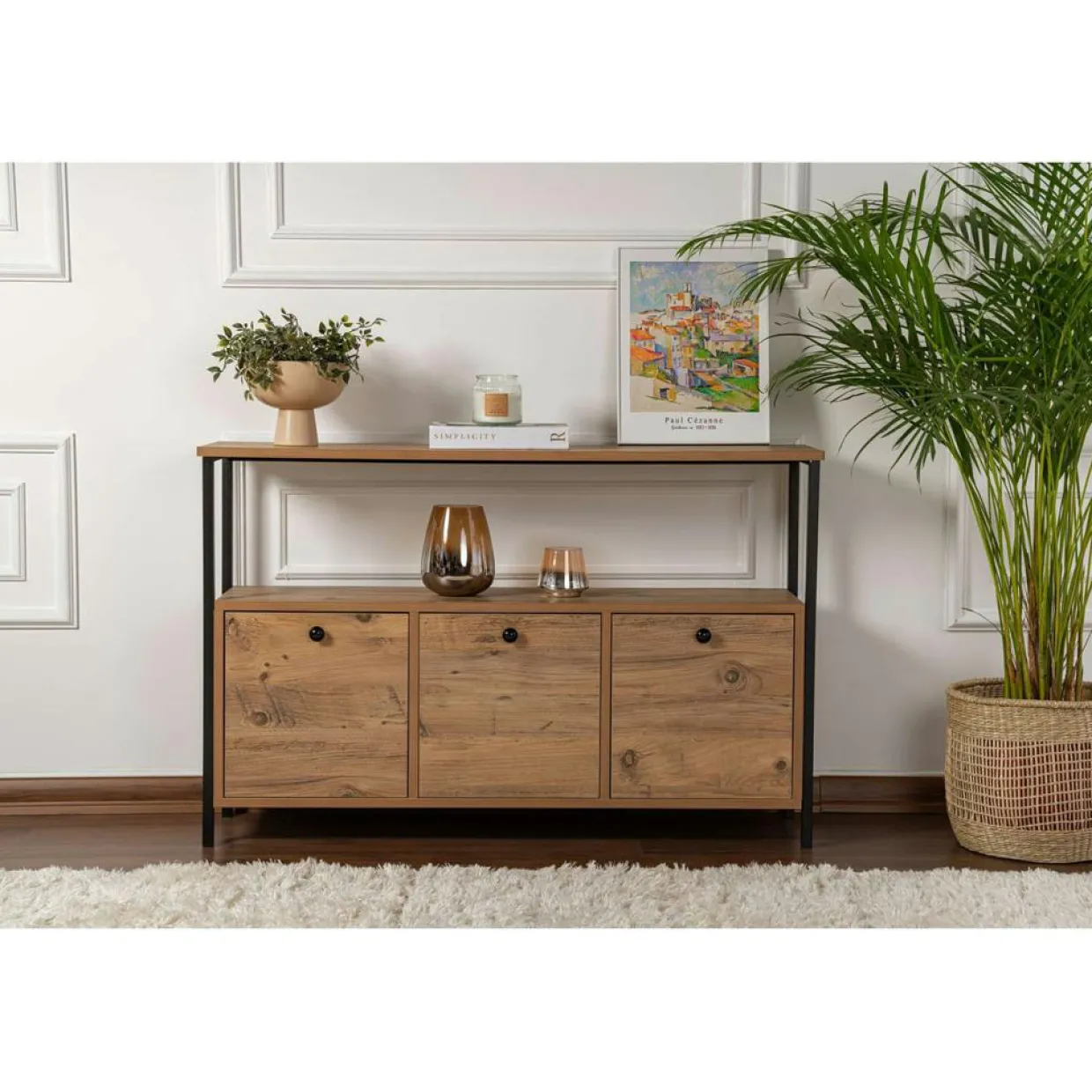 Console Solace pin/noir - 120x77x29.5 cm-Homitis Clearance