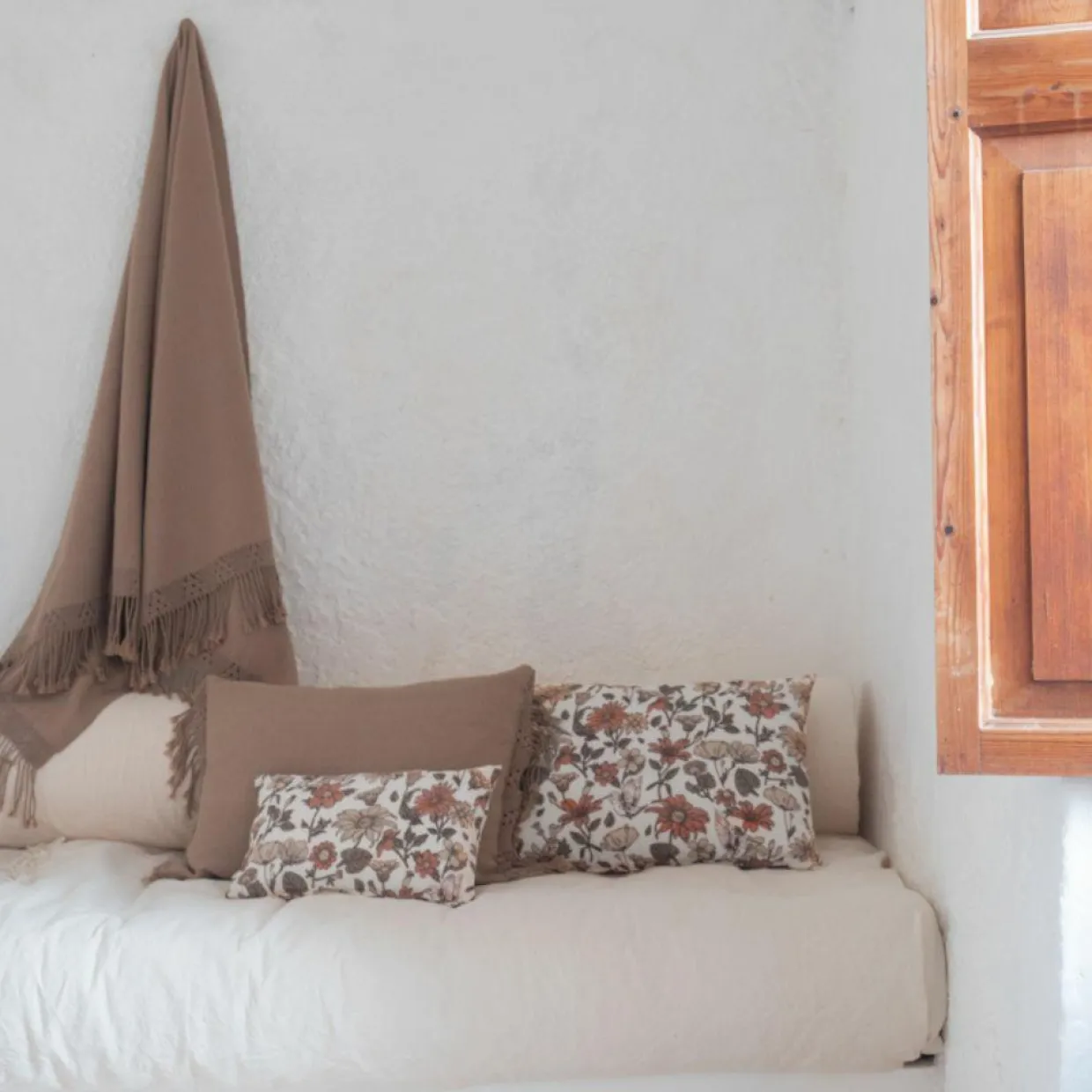 Coussin artisanal en laine & alpaga marron 40x60 cm-Bed and Philosophy New