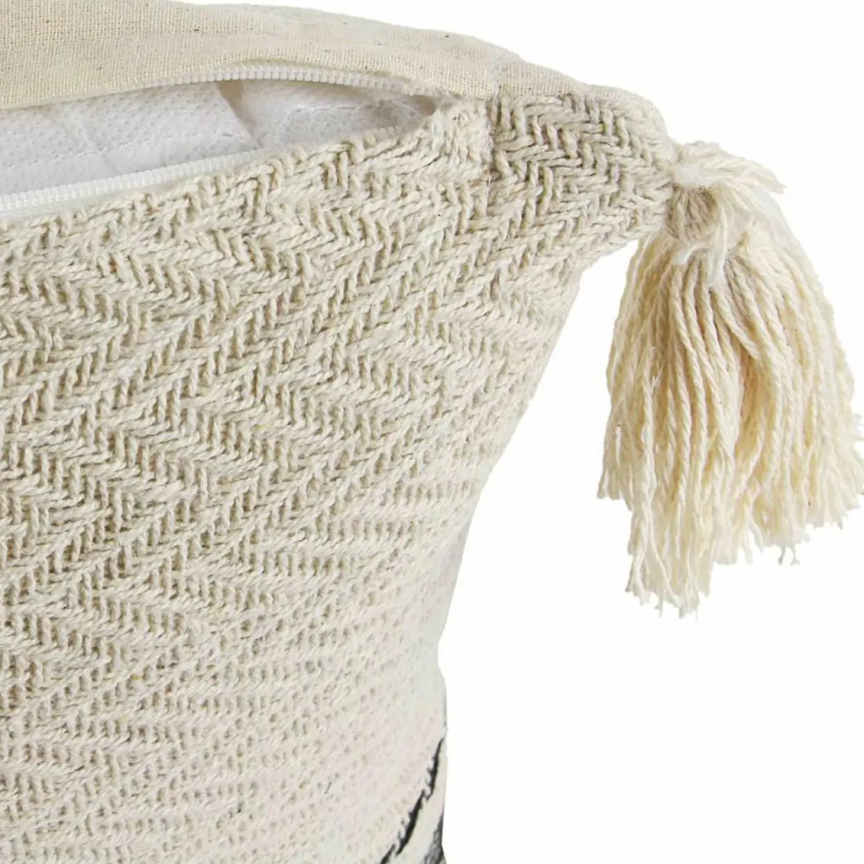 Home Deco Factory Coussins, Galettes De Sièges^Coussin berbère rayures pompons beige/noir/beige - 40x40 cm