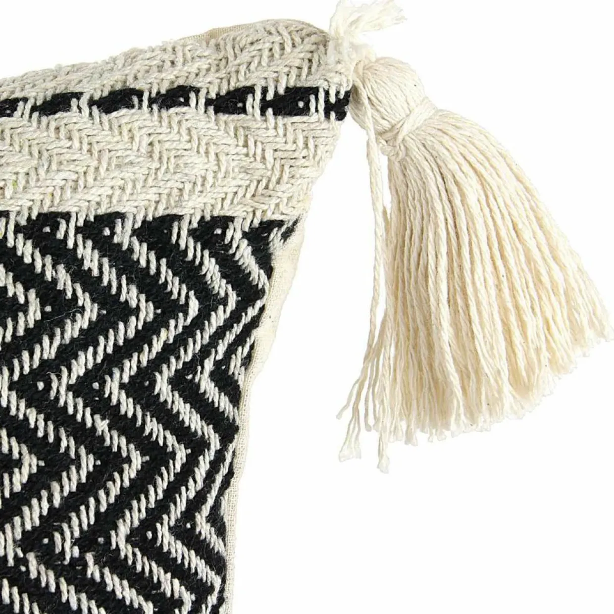 Home Deco Factory Coussins, Galettes De Sièges^Coussin berbère rayures pompons beige/noir/beige - 40x40 cm