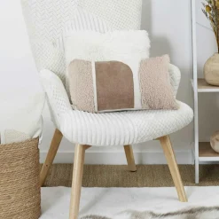 Coussin bouclette beige - 50x30 cm-Home Deco Factory