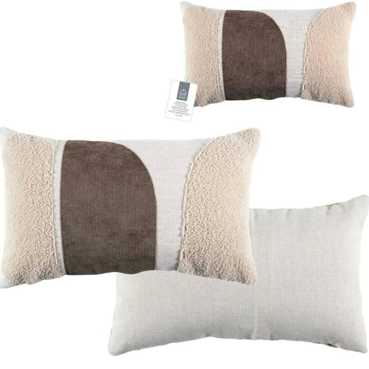 Coussin bouclette beige - 50x30 cm-Home Deco Factory