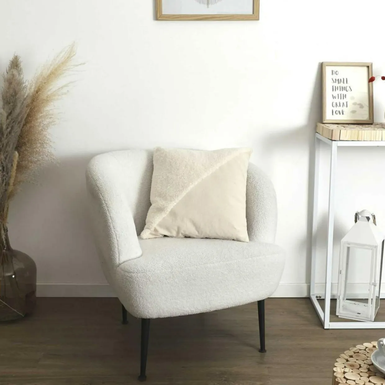 Home Deco Factory Coussins, Galettes De Sièges^Coussin bouclette beige - 40x40 cm
