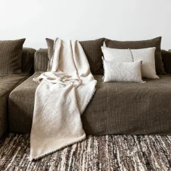 Bed and Philosophy Coussins, Galettes De Sièges^Coussin en coton flammé naturel 25x40cm