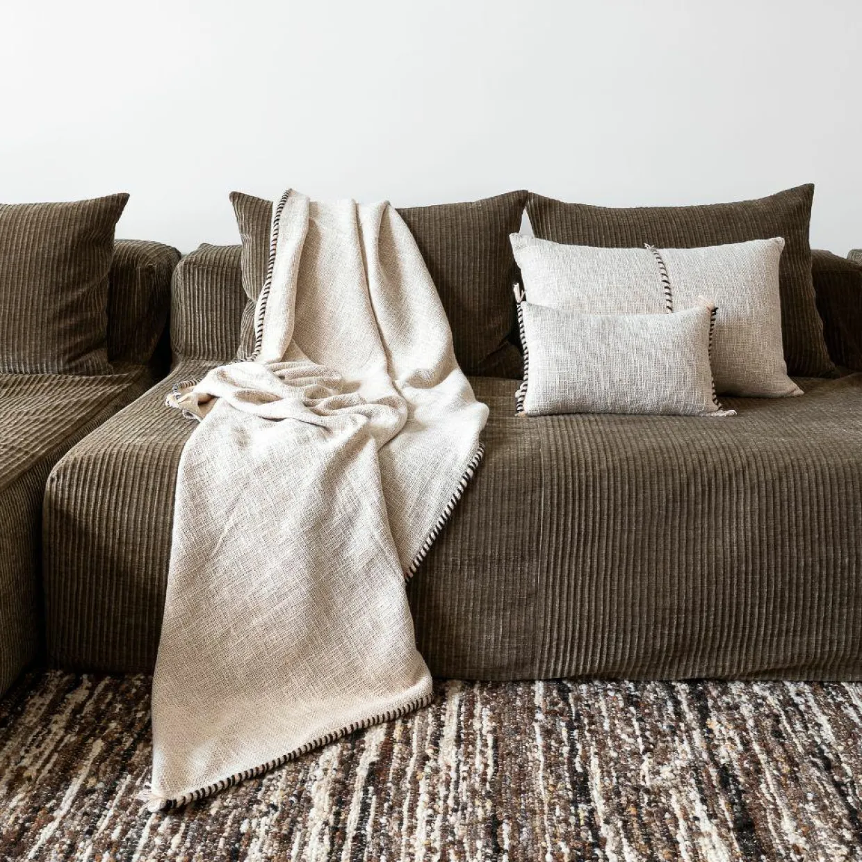 Bed and Philosophy Coussins, Galettes De Sièges^Coussin en coton flammé naturel 25x40cm