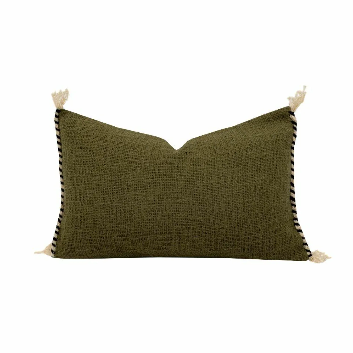 Coussin en coton flammé vert 25x40cm-Bed and Philosophy Outlet