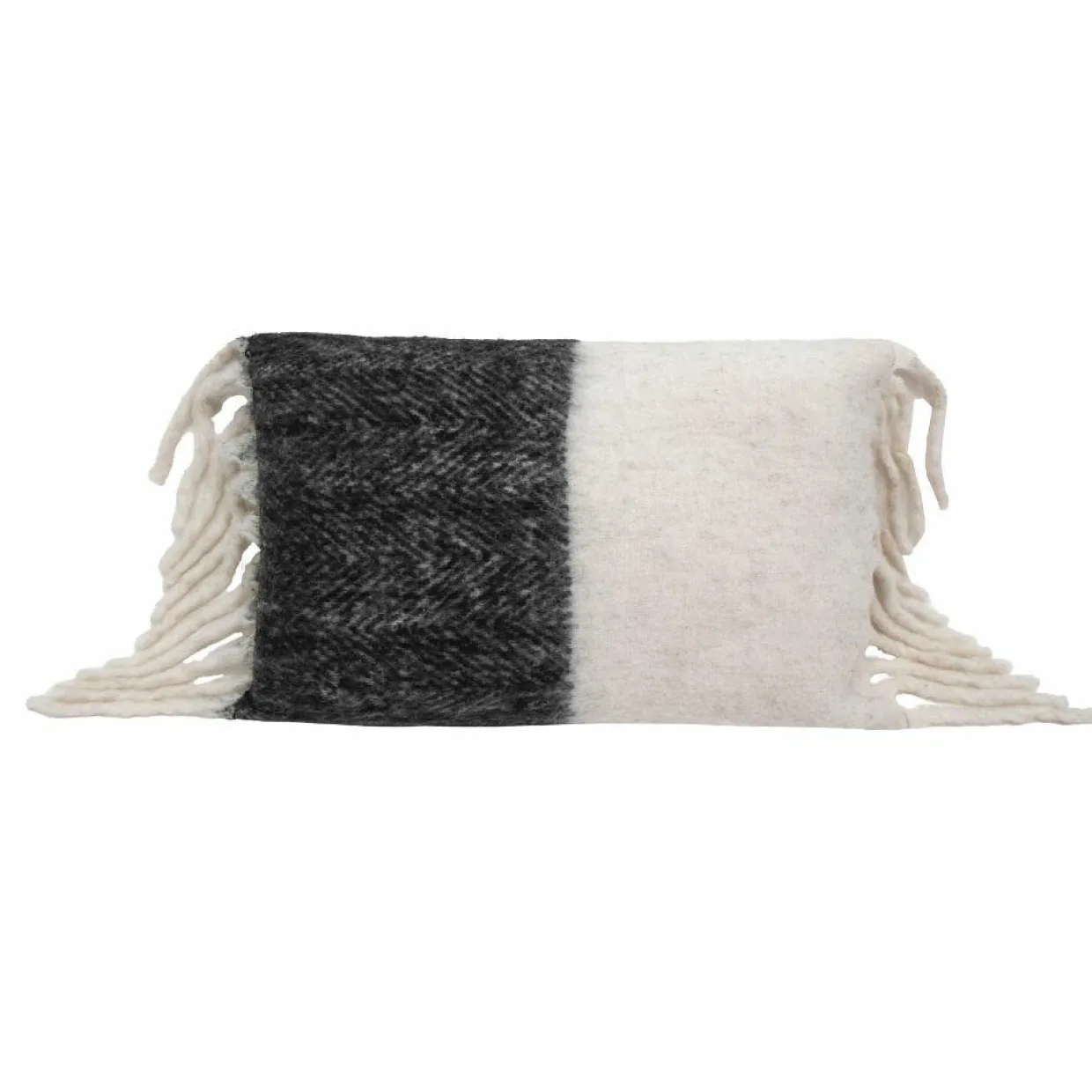 Bed and Philosophy Coussins, Galettes De Sièges^Coussin en laine bicolore blanc/noir 40x60cm