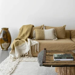 Coussin en laine bicolore beige 40x60cm-Bed and Philosophy Online