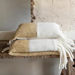 Coussin en laine bicolore beige 40x60cm-Bed and Philosophy Online