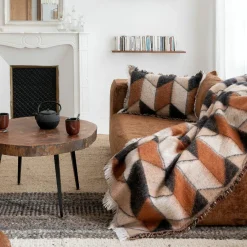 Coussin en laine motif 70s marron 40x60cm-Bed and Philosophy Clearance