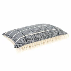 Coussin en lin et coton bleu 40x60cm-Bed and Philosophy New