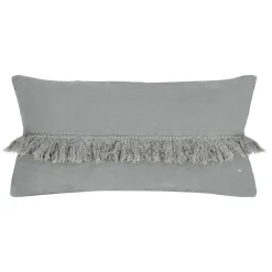 Coussin en lin frangé gris 30x60cm-Bed and Philosophy Online