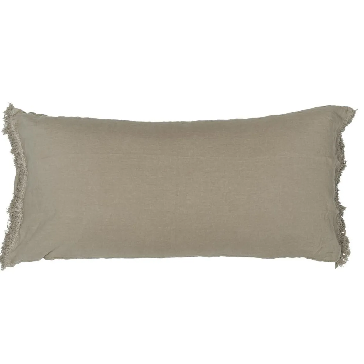 Coussin en lin frangé naturel 55x110cm-Bed and Philosophy Clearance