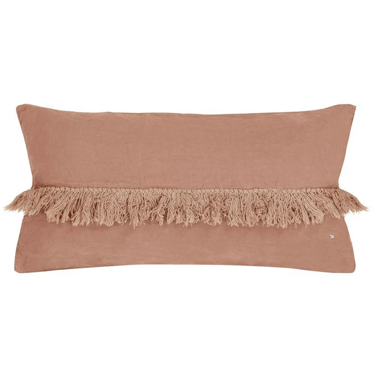 Coussin en lin frangé rose 30x60cm-Bed and Philosophy Best