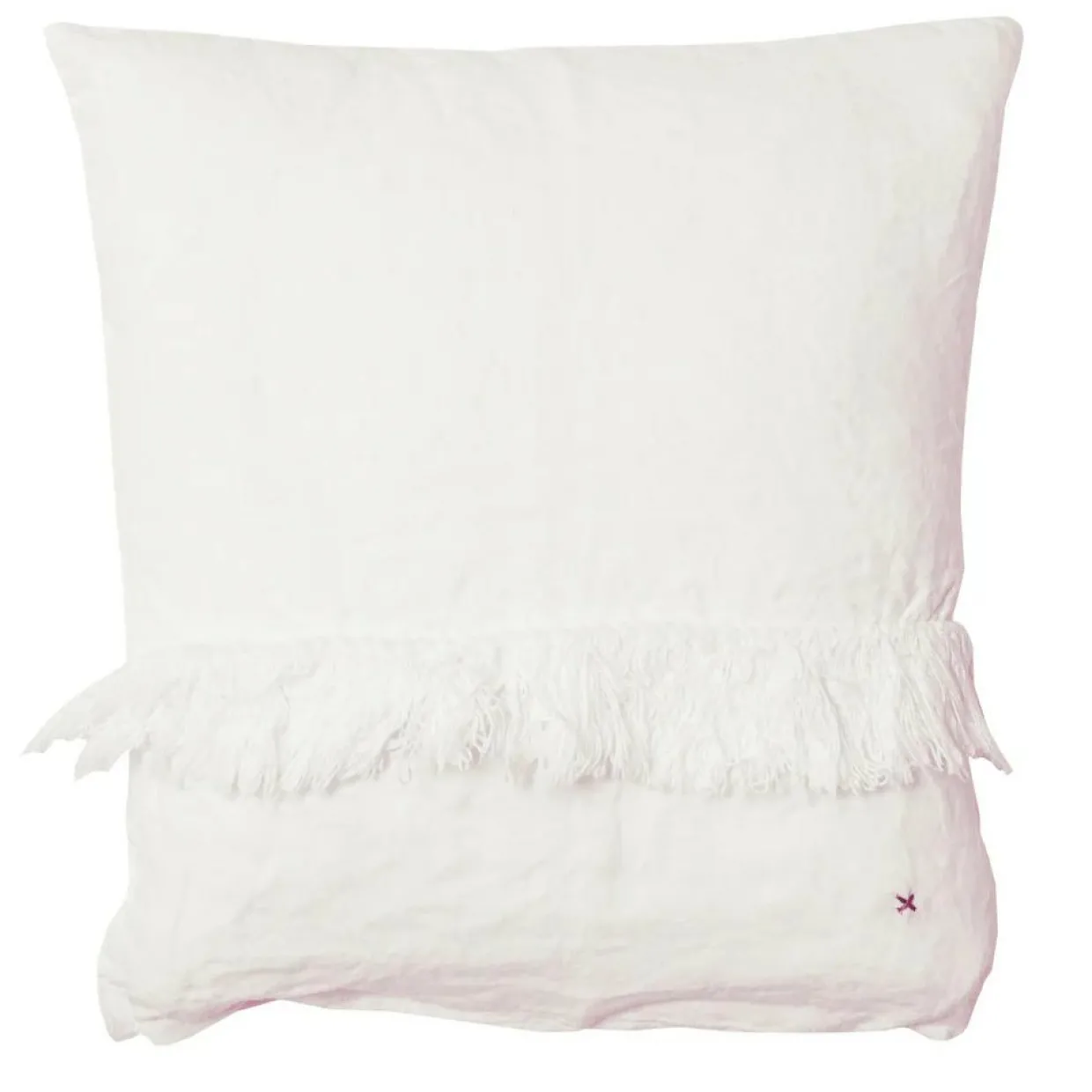 Coussin en lin frangé rose pâle 35x35cm-Bed and Philosophy Hot