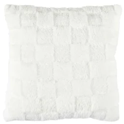 Home Deco Factory Coussins, Galettes De Sièges^Coussin flanelle damier blanc - 40x40 cm