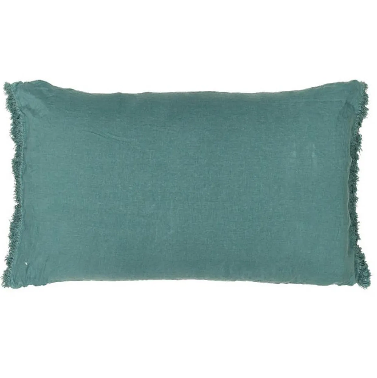 Coussin frangé en lin bleu 50x70cm-Bed and Philosophy
