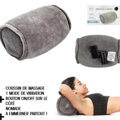 Coussin rond de massage vibrant gris - 25x14x14 cm-Sensly New