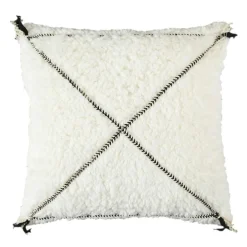 Home Deco Factory Coussins, Galettes De Sièges^Coussin Sherpa motif tressé blanc - 40x40 cm
