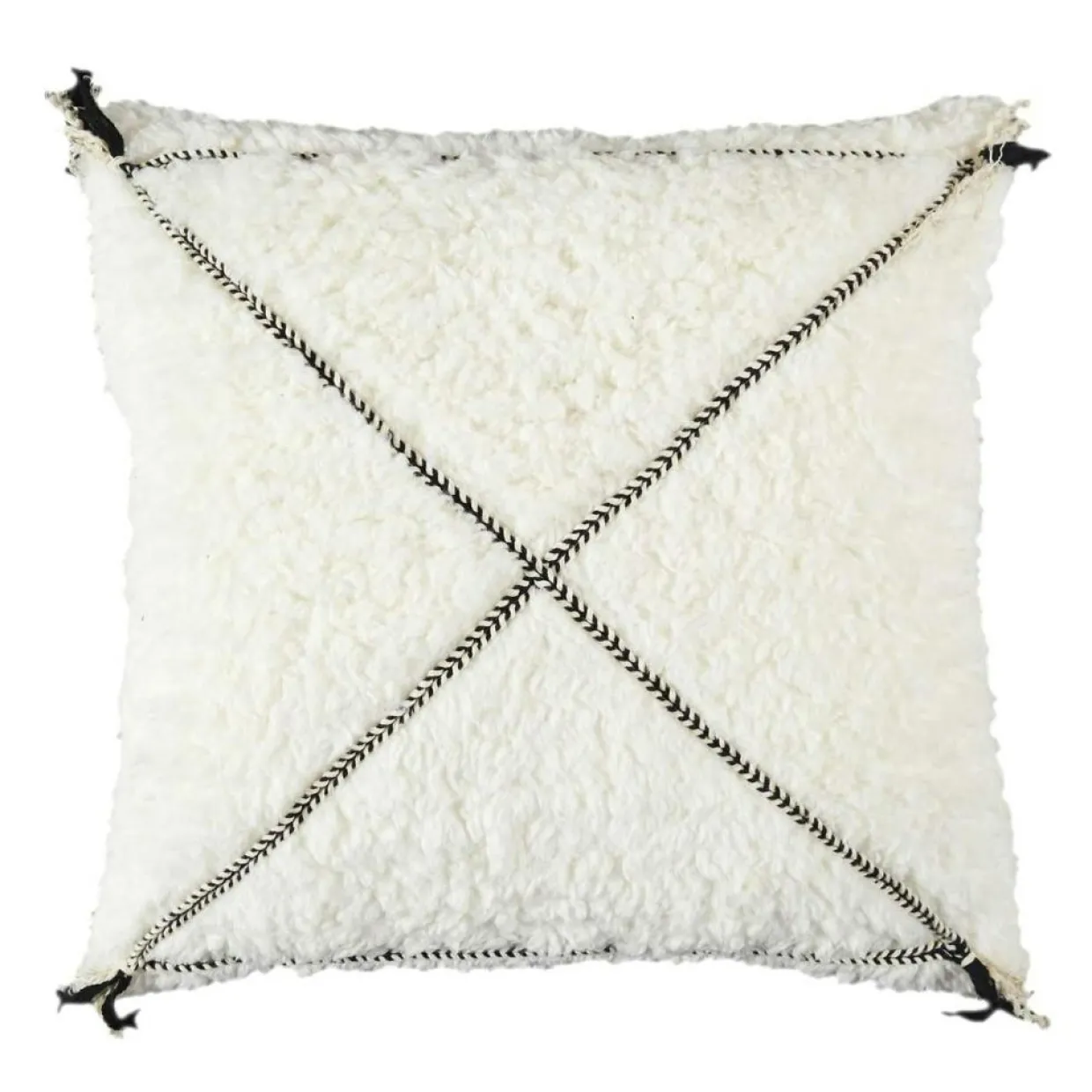 Home Deco Factory Coussins, Galettes De Sièges^Coussin Sherpa motif tressé blanc - 40x40 cm